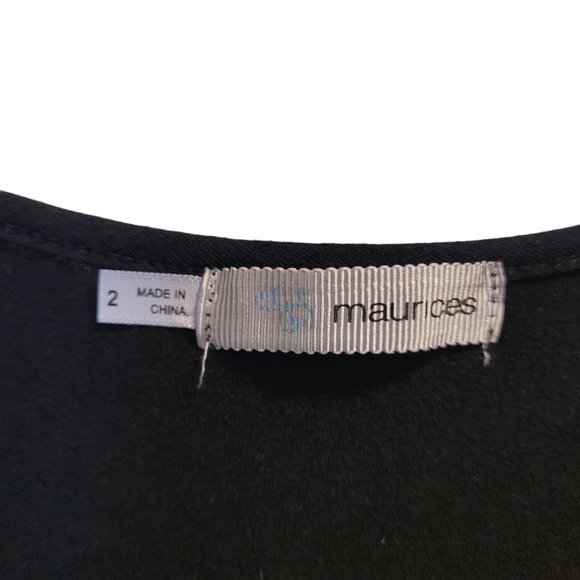 MAURICES ~ WOMEN'S PLUS SIZE 2 ~ BLACK SEMI-SHEER CUT-OUT BURNOUT SCREEN TEE TOP - Picture 3 of 6